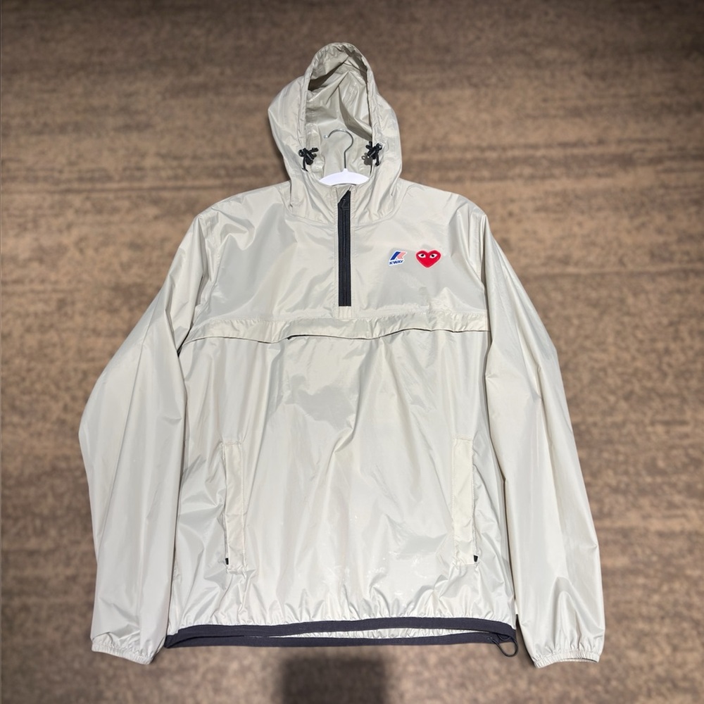 Comme des Garçons PLAY x K-Way Windbreaker Jacket Beige - Men’s Large